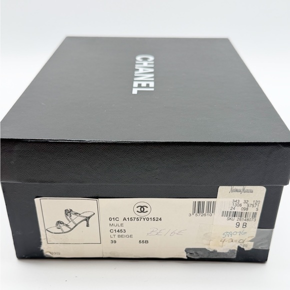 Chanel Vintage 2001 Rosebuds Strap Sandal Beige & Gold Leather Kitten Heel EU 39 - Picture 15 of 15